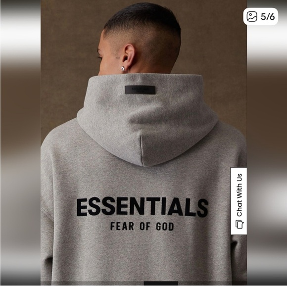 ESSENTIALS Light Gray Pullover Hoodie - Picture 3 of 15